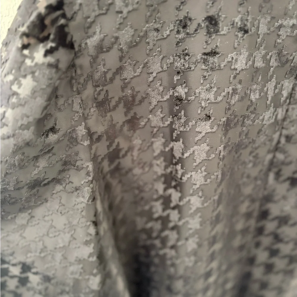 Ann Taylor NWT Black Houndstooth Sheer Sleeve A-Line Belted Dress Size 16 - Picture 9 of 11